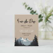 Bosbomen in bergbossen sparen de datum aankondigingskaart (Staand voorkant)