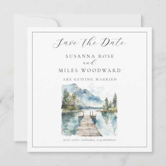 Bosbomen in waterverf van Mountain Lake Sla de dat Kaart (Voorkant)