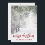 Bosbomen in wintersneeuw Kerstmis Feestdagenkaart<br><div class="desc">Serene bosbomen in wintersneeuw kerstgroetkaart.</div>