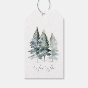 Bosbomen Kerstmis Cadeaulabel