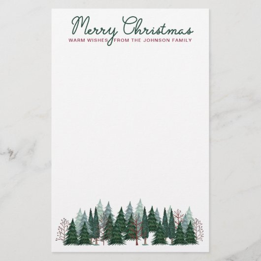 Bosbomen | Kerstvakantie | Kantoorartikelen Briefpapier (Voorkant)
