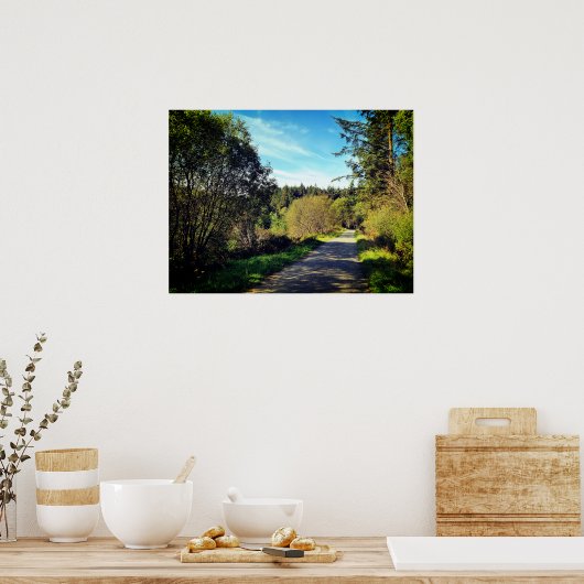 Bosbomen langs het looppad Prachtige dag Poste Poster (Keuken)