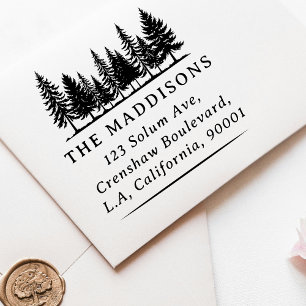 Bosbomen Silhouet Familienaam Retouradres Rubberstempel