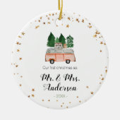 Bosbomen  van onze eerste kerst keramisch ornament (Voorkant)