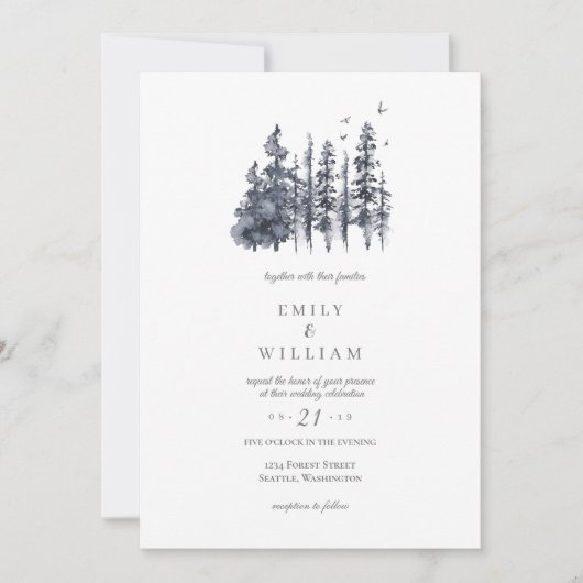 Bosbomen voor het bos van Wedding Invitation Woodl Kaart (Voorkant)