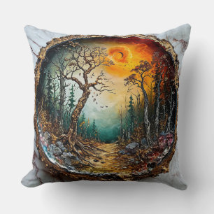 Bosbomen zonsondergang kussen