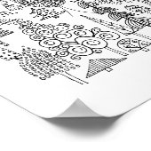 Bosbomen Zwart-Wit Illustratie Poster (Hoek)