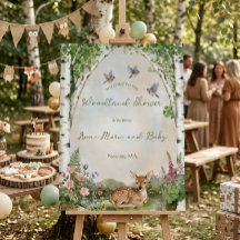 Bosboog en Reeën Babyshower Welkomstbord