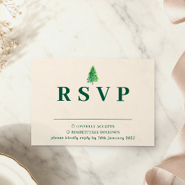 Bosboom Aquarel | Bloemige Trouw Kerstmis RSVP Kaartje