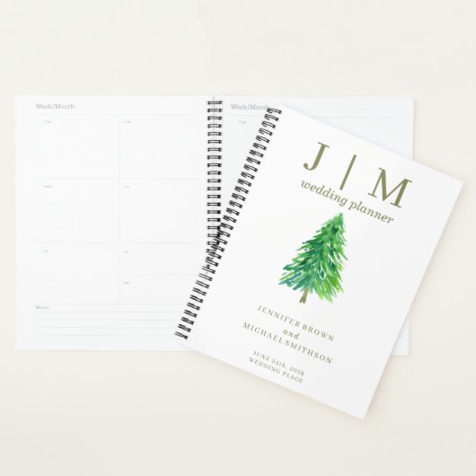 Bosboom Aquarel Eenvoudige Dag Huwelijk Planner (Display)