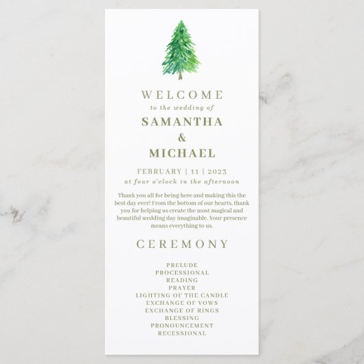 Bosboom Bloem Bloemen Bruiloft Programma (Voorkant)