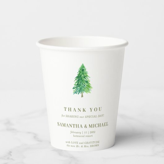 Bosboom Bloem Minimale Drink Bruiloft Papieren Bekers (Achterkant)