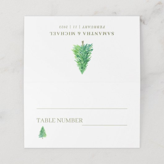 Bosboom Bloemen Boho Bruiloft Plaatskaartje (Buitenkant ongevouwen)