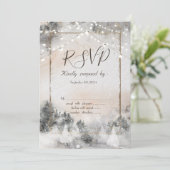Bosboom bosgrond stringlichten RSVP Kaart (Staand voorkant)