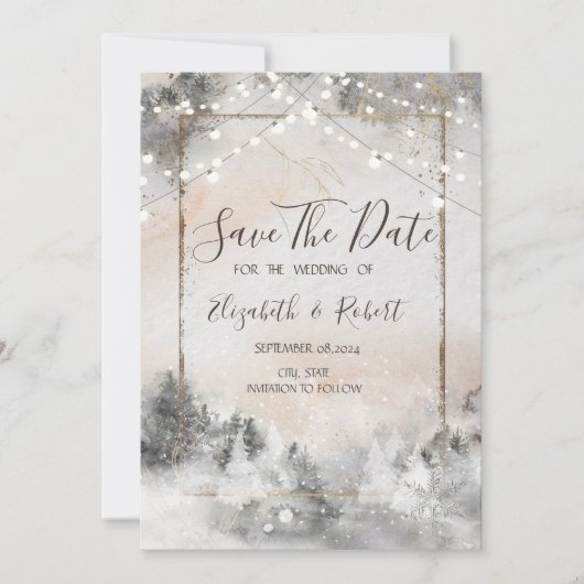 Bosboom Bossen Bewaar de datum Save The Date (Voorkant)