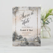 Bosboom Woodland bruiloft Save The Date (Staand voorkant)