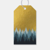 Bosboombomen Golden Landscape Prettige feestdagen Cadeaulabel (Achterkant)