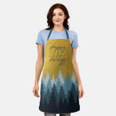 Bosboombomen Golden Landscape Prettige feestdagen Schort (Gedragen)