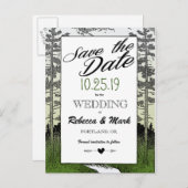 Bosboombomen in de bossen redden de datum aankondigingskaart (Voorkant / Achterkant)