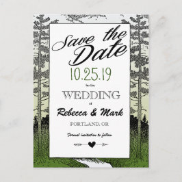 Bosboombomen in de bossen redden de datum aankondigingskaart