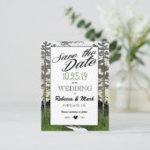 Bosboombomen in de bossen redden de datum aankondigingskaart (Staand voorkant)