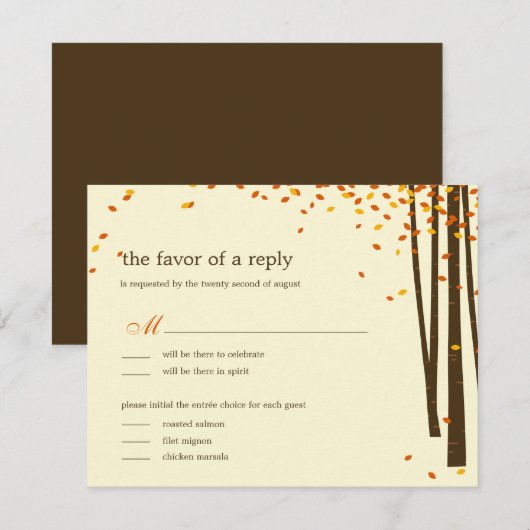 Bosboombomen RSVP-kaarten - Oranje - RSVP Kaartje (Voorkant / Achterkant)