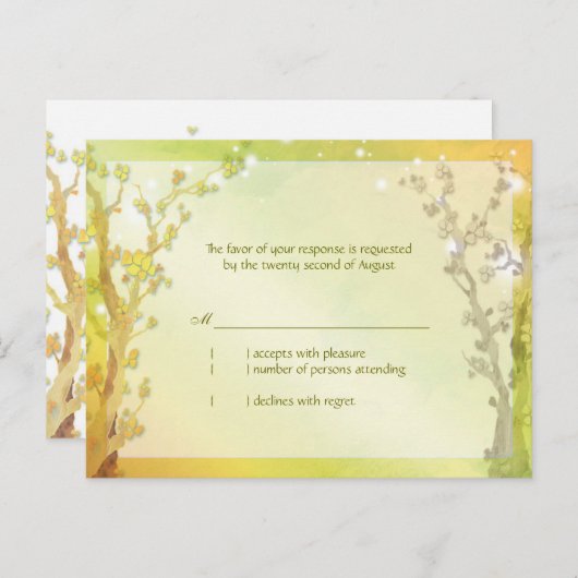 Bosboombomen Wedding RSVP Uitnodiging Briefkaart (Voorkant / Achterkant)