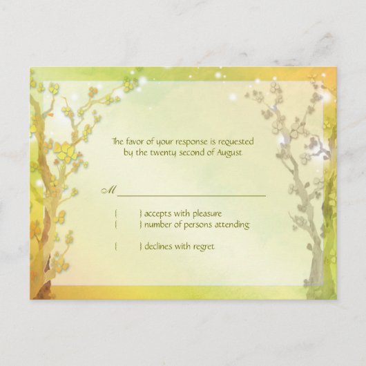 Bosboombomen Wedding RSVP Uitnodiging Briefkaart (Voorkant)