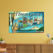 Bosboomgaard, oregon - grote lettertjes canvas afdruk (Insitu (Woonkamer))