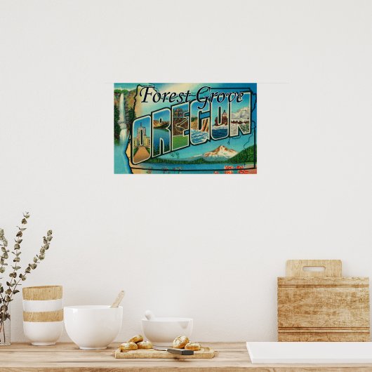 Bosboomgaard, oregon - grote lettertjes poster (Keuken)