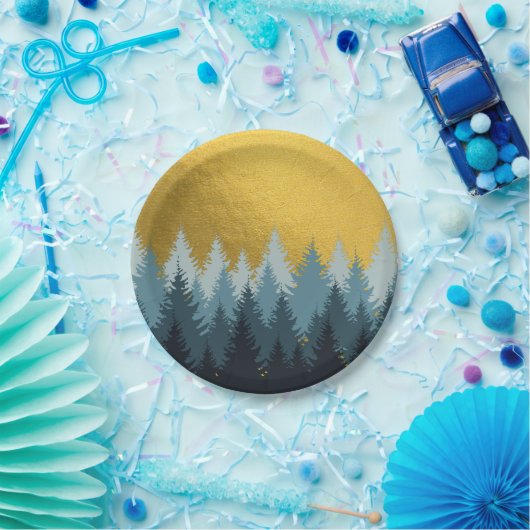 Bosboomgaarden Golden Landschap Papieren Bordje (Feest)