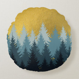 Bosboomgaarden Golden Landschap Rond Kussen