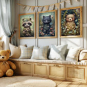 Bosboomkorren voor Baby-regenval | Raccoon Wall Pr Poster