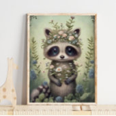 Bosboomkorren voor Baby-regenval | Raccoon Wall Pr Poster