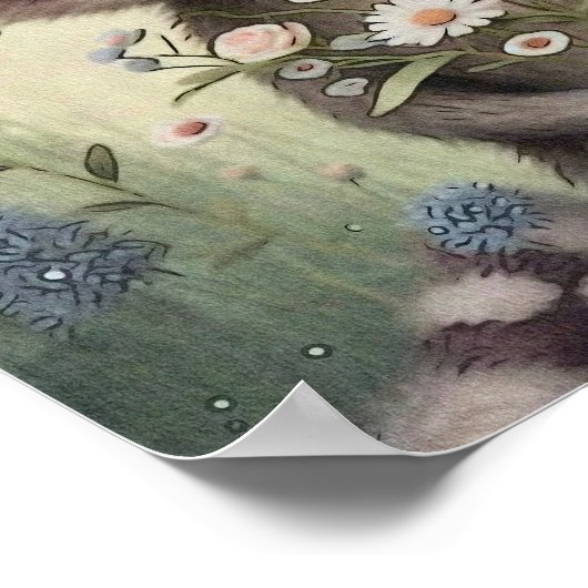 Bosboomkorren voor Baby-regenval | Raccoon Wall Pr Poster (Hoek)