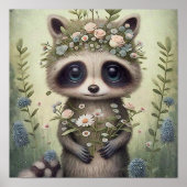 Bosboomkorren voor Baby-regenval | Raccoon Wall Pr Poster (Voorkant)