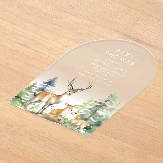 Bosbos Baby shower Acryl Uitnodigingen (Laagn)