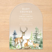 Bosbos Baby shower Acryl Uitnodigingen (Voorkant)