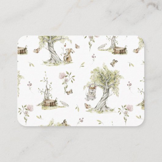 Bosbos Baby shower | Diaper Raffle Informatiekaartje (Achterkant)