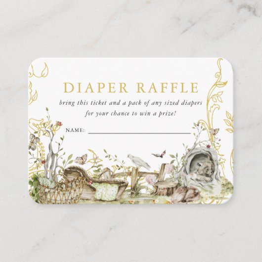Bosbos Baby shower | Diaper Raffle Informatiekaartje (Voorkant)