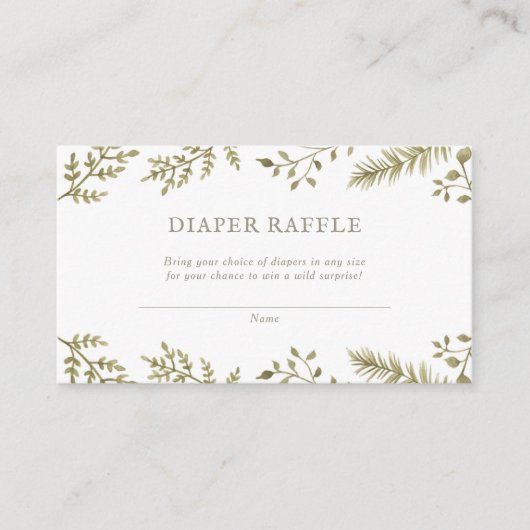 Bosbos Baby shower Diaper Raffle Informatiekaartje (Voorkant)