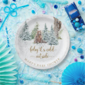 Bosbos beer winter baby shower papieren bordje (Feest)