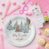 Bosbos beer winter baby shower papieren bordje (Feest)