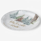 Bosbos beer winter baby shower papieren bordje (Gekanteld)