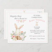 Bosbos Bunny Pink Floral Baby shower Briefkaart (Voorkant / Achterkant)