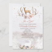 Bosbos Deer Floral Girl Baby shower Kaart (Voorkant)