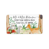 Bosbos Deer Fox Owl Animal Foliage White Etiket (Voorkant)