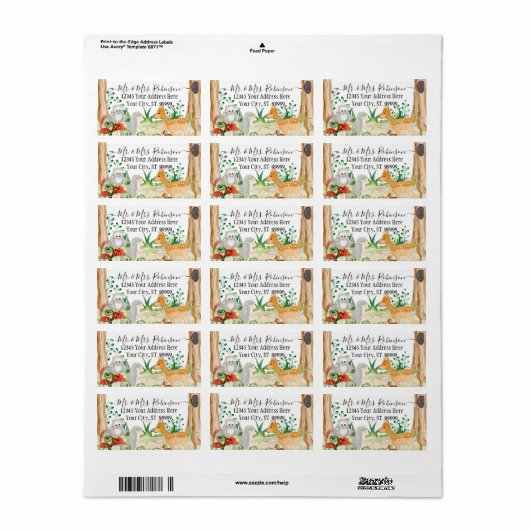 Bosbos Deer Fox Owl Animal Foliage White Etiket (Full Sheet)