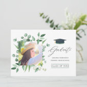 Bosbos Greenery Eucalyptus Afstuderen Aankondiging (Staand voorkant)