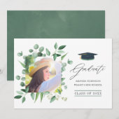 Bosbos Greenery Eucalyptus Afstuderen Aankondiging (Voorkant / Achterkant)